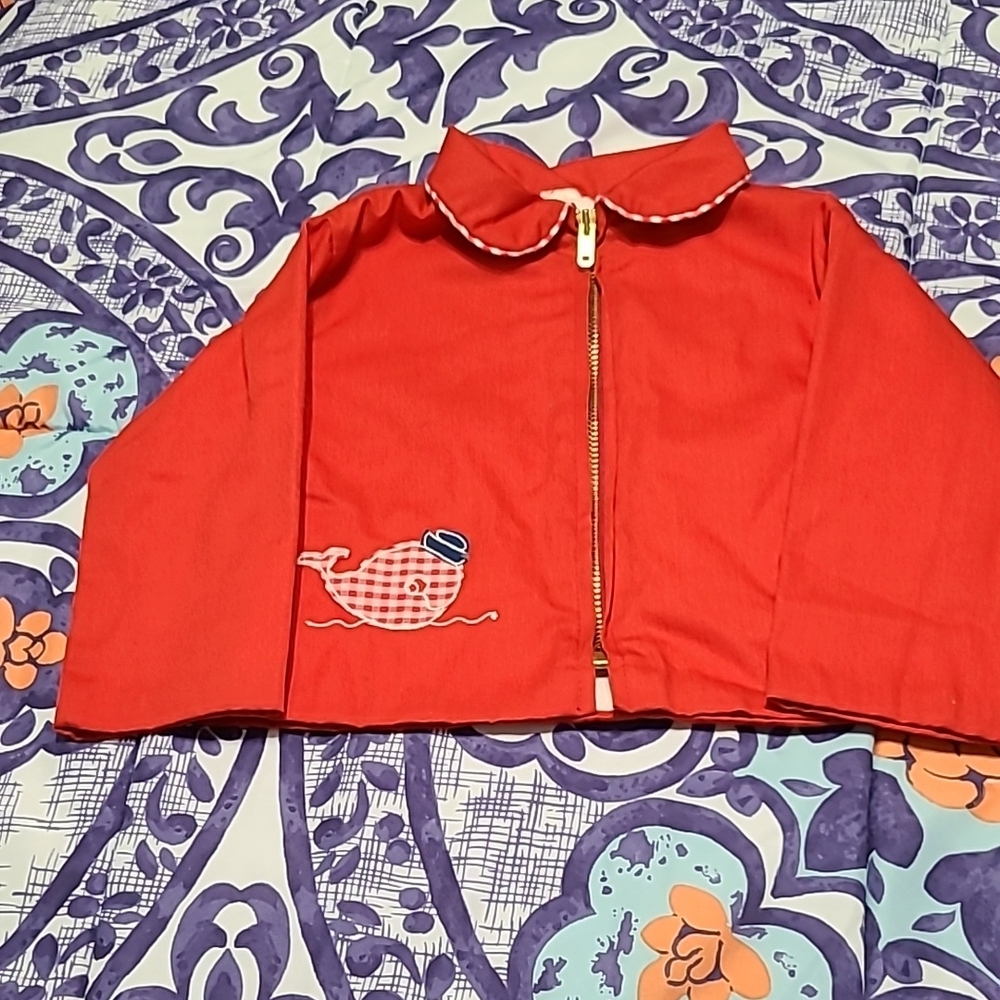 Vineyard Vines Red Cape with Rounded Collar and Gold Zipper